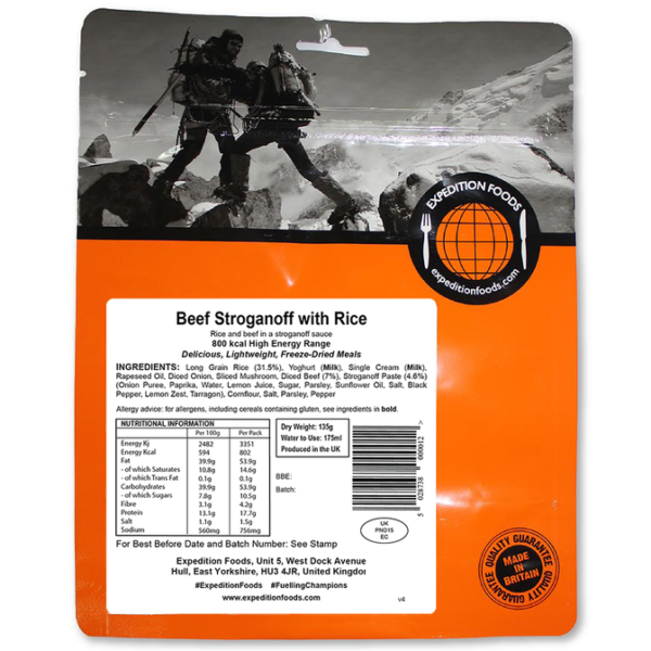 EXPEDITION FOODS Beef Stroganoff With Rice Freeze-Dried Camping & Hiking Food