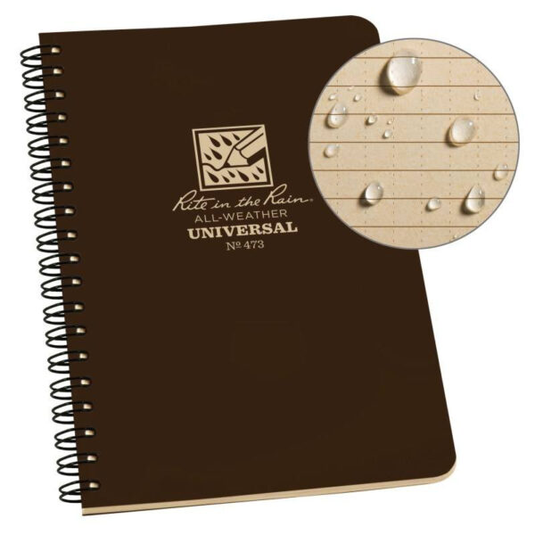 Rite In The Rain Waterproof Pocket Notepad  Notebook / Notepad 32 Sheets 4 5/8 x 7" BROWN No 473