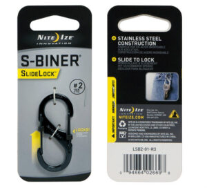 Nite Ize S-Biner Black Stainless Steel with Slide Lock Size #2 (2"), Carabiner