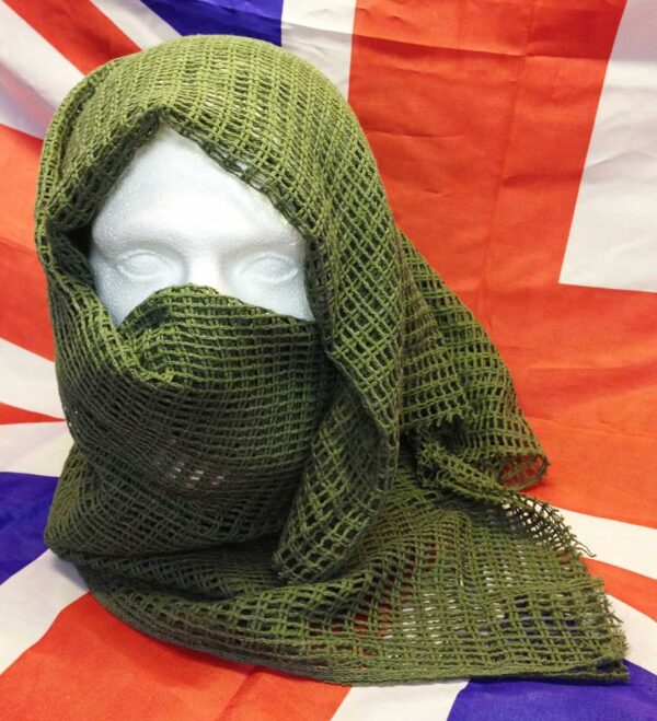 Large 1mx1m Green Army Mesh Scrim Scarf / Special Forces Sniper Weapon Wrap NEW