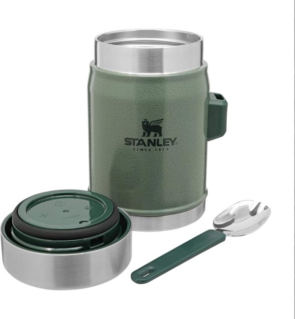 STANLEY CLASSIC LEGENDARY VACUUM FOOD JAR WITH SPORK 14oz FLASK HAMMERTONE GREEN