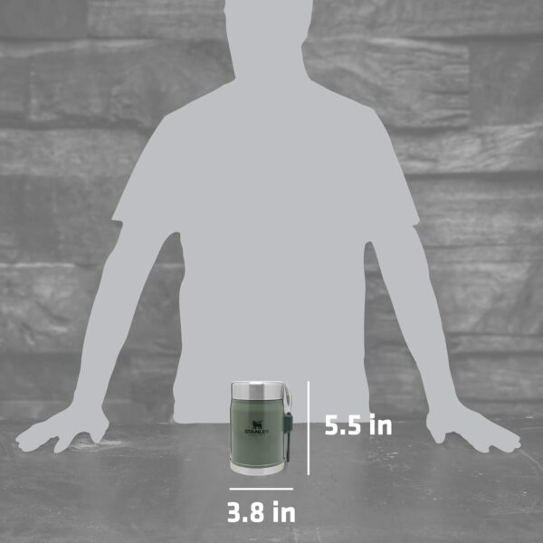 STANLEY CLASSIC LEGENDARY VACUUM FOOD JAR WITH SPORK 14oz FLASK HAMMERTONE GREEN - Image 3