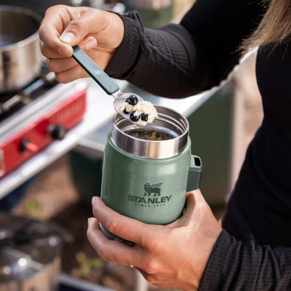 STANLEY CLASSIC LEGENDARY VACUUM FOOD JAR WITH SPORK 14oz FLASK HAMMERTONE GREEN - Image 2