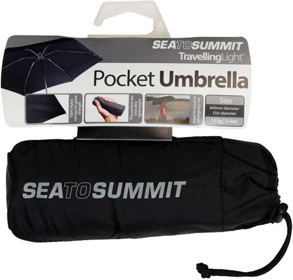 SEA TO SUMMIT POCKET UMBRELLA ULTRA-COMPACT LIGHT WEIGHT BLACK TRAVEL UMBRELLA - Image 3
