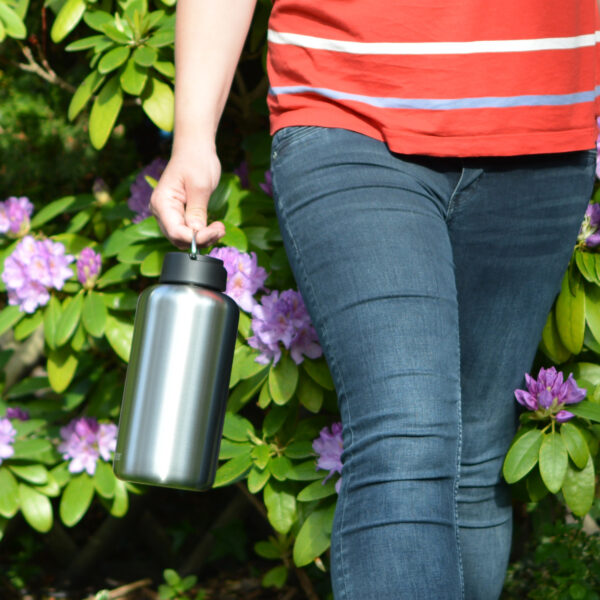 Klean Kanteen Single Wall WIDE bottle 1900ml with loop cap - Brushed Stainless - Image 2
