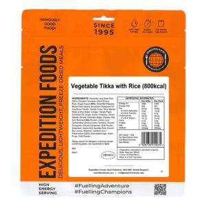 EXPEDITION FOODS Vegetable Tikka with Rice Freeze Dried Camping Hiking Food