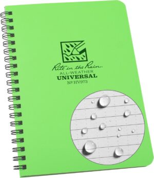 Rite In The Rain 4 5/8" x 7" HiViz Green Waterproof Pocket Notepa No HV973