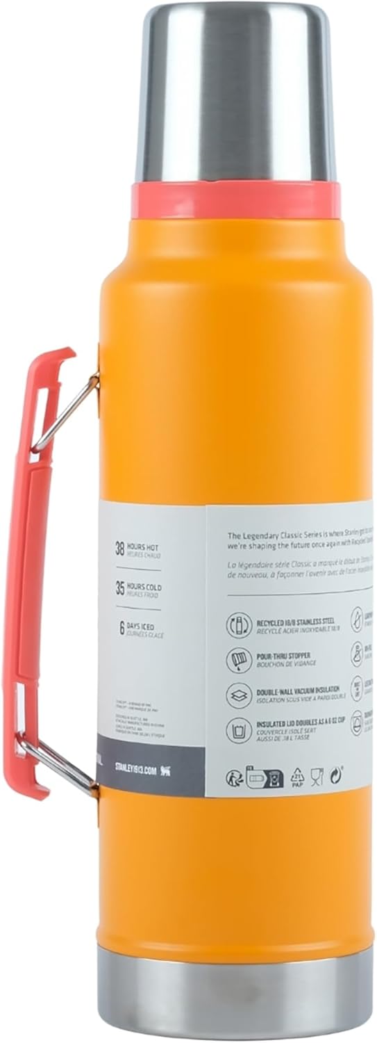 Stanley Classic Legendary Vacuum Flask Bottle 1.4L in bright Goldenrod Coral 38 hours HOT! - Image 3